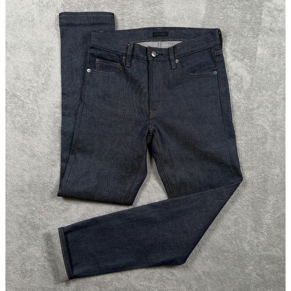 Uniqlo Jeans Mens 29x32 Blue Slim Straight Kaihara Japanese Selvedge Denim